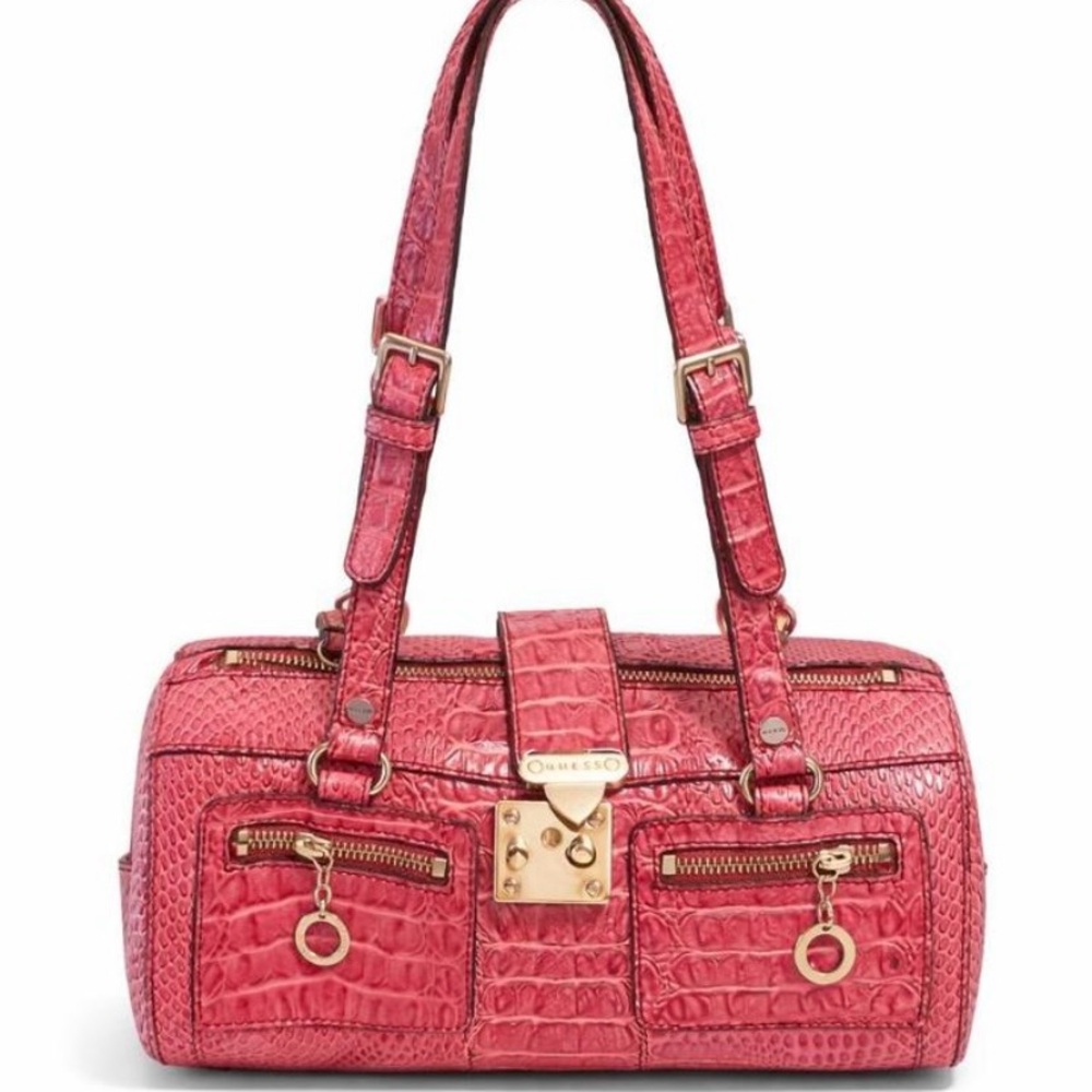 🩷Guess Pink Croc-Embossed Shoulder Bag🩷